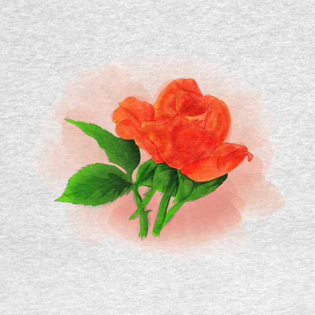 Rose flower in watercolor by Rockave Design